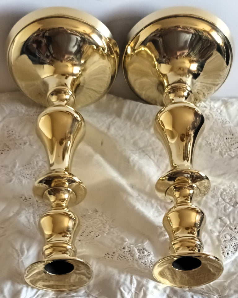 Pair of Antique Victorian Brass Candlesticks
