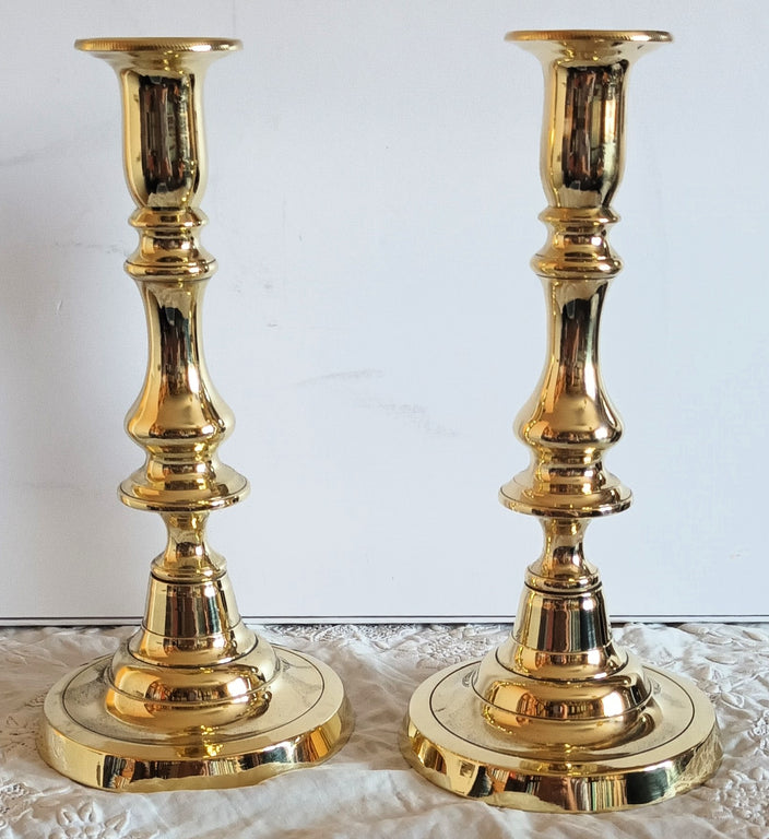 Pair Victorian Brass Candlesticks 33a