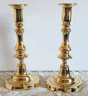 Pair Victorian Brass Candlesticks 33a