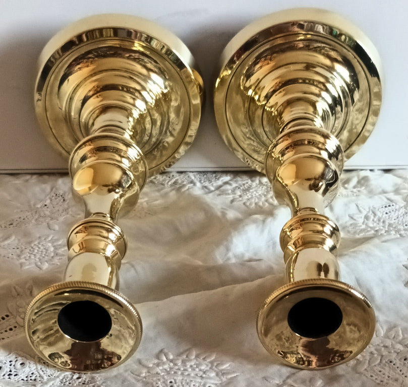 Pair of Antique English Victorian Brass Candlesticks