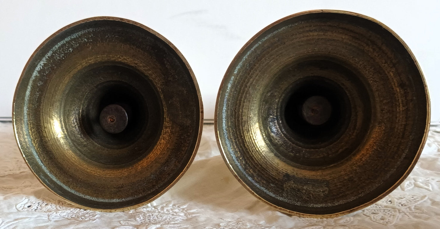 Pair of Antique English Victorian Brass Candlesticks