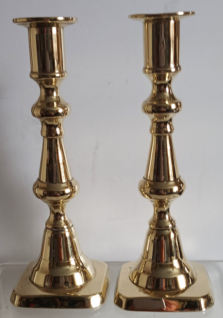 Pair Victorian Brass Candlesticks 34c