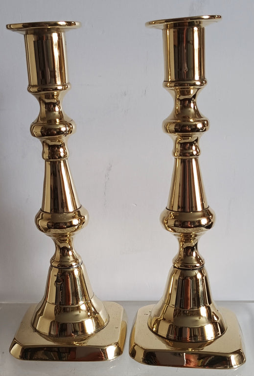 Pair Victorian Brass Candlesticks 34d