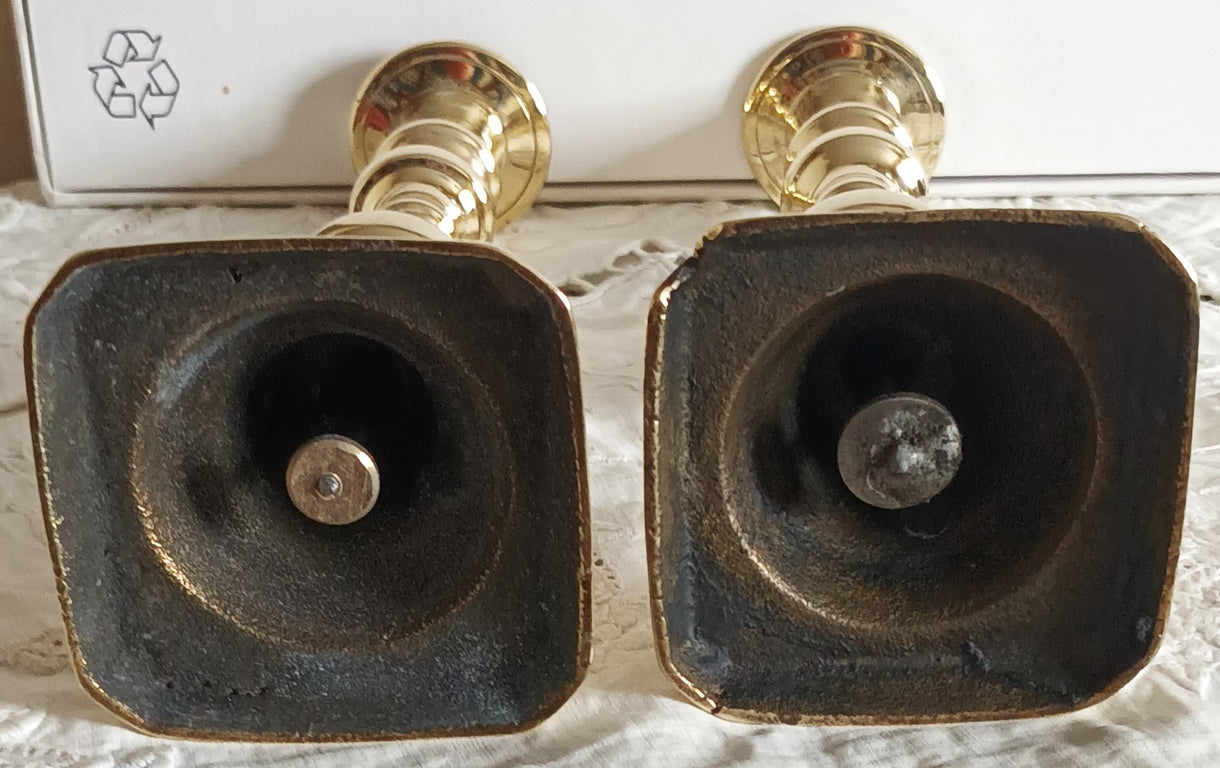 Pair Victorian Brass Candlesticks 34f