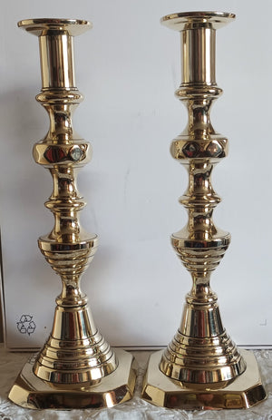 Pair Victorian Brass Candlesticks 35a