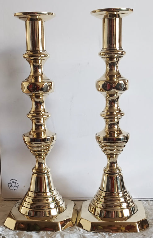 Pair Victorian Brass Candlesticks 35c