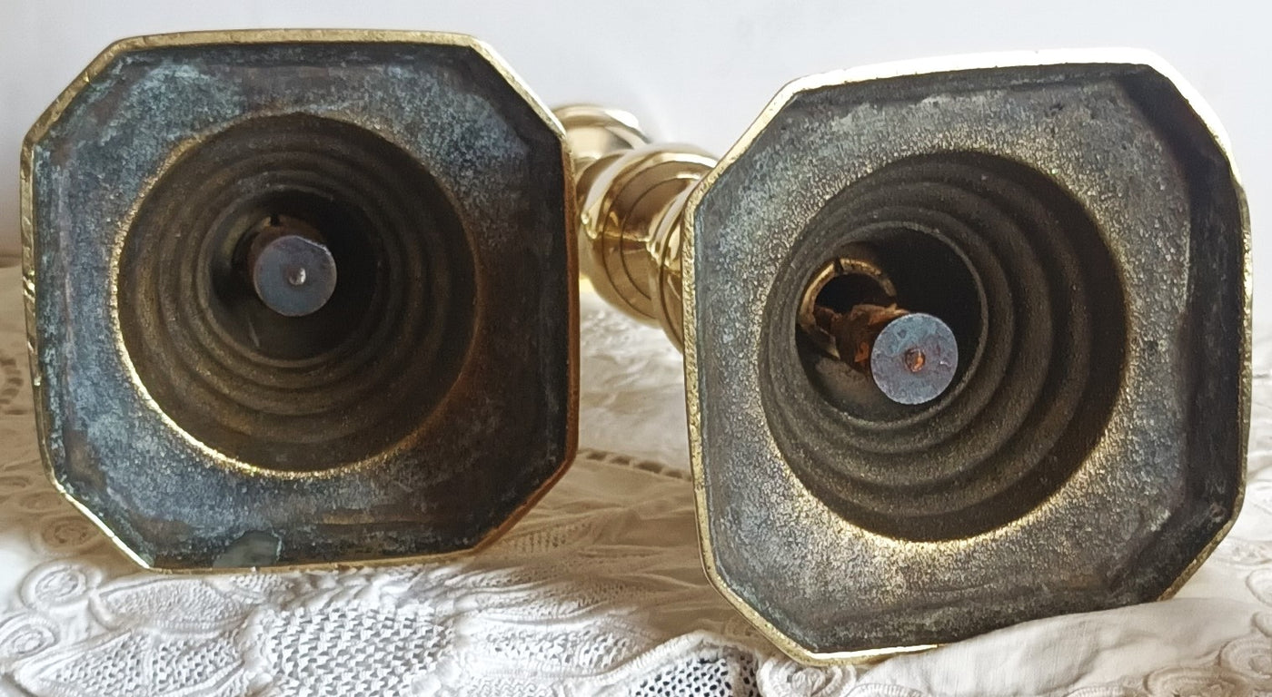 Pair Victorian Brass Candlesticks 35e
