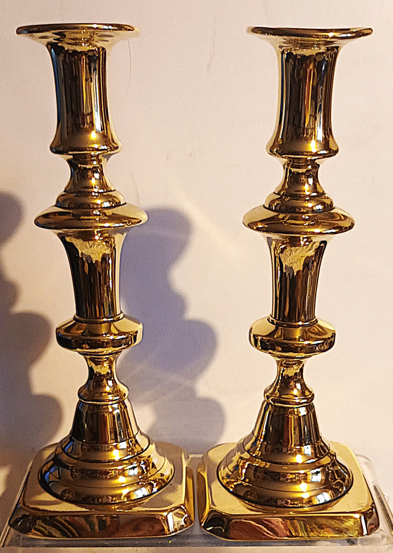 Pair Victorian Brass Candlesticks 36a