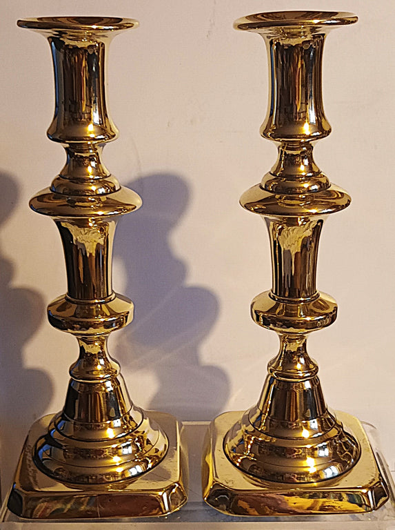 Pair Victorian Brass Candlesticks 36b