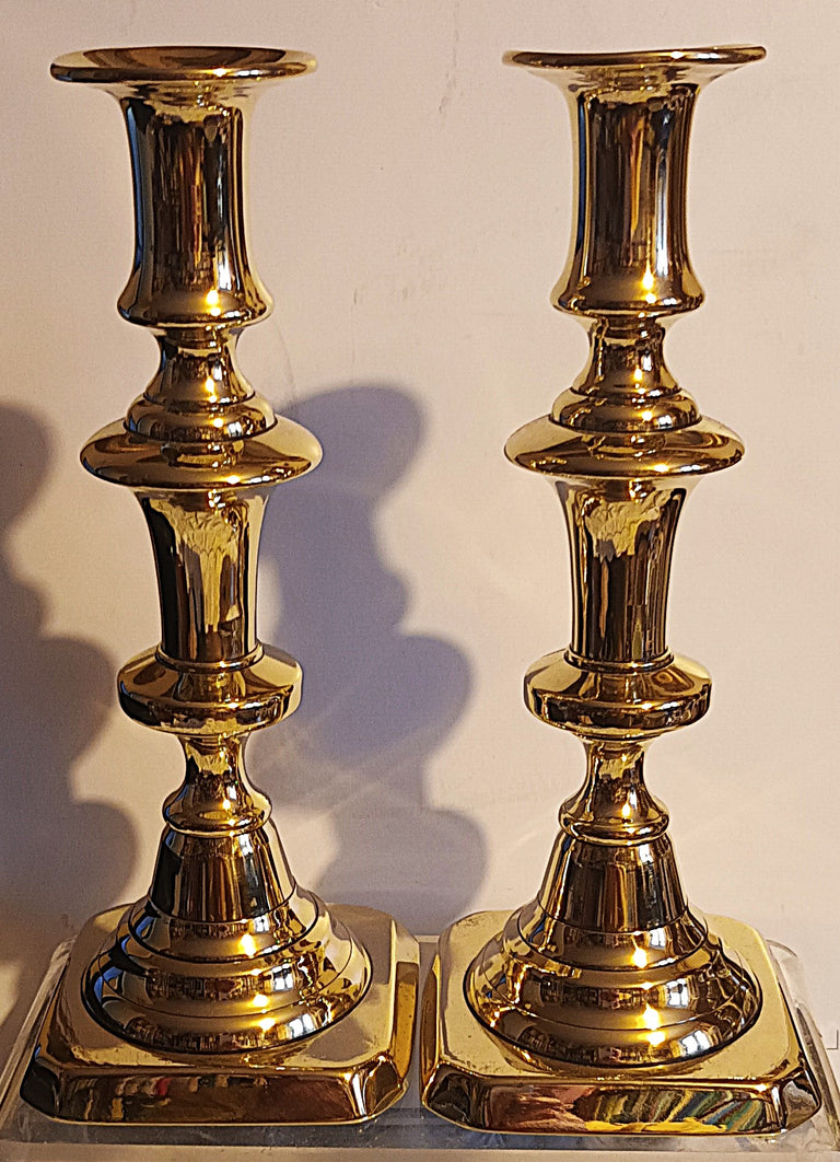 Pair Victorian Brass Candlesticks 36c