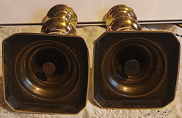 Pair of Antique English Victorian Brass Candlesticks