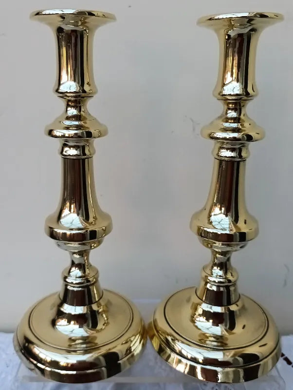 Pair of Antique Victorian Brass Candlesticks