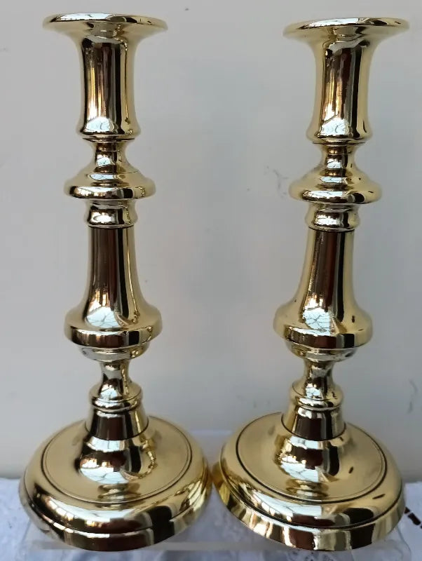 Pair of Antique Victorian Brass Candlesticks