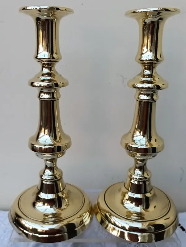 Pair of Antique Victorian Brass Candlesticks