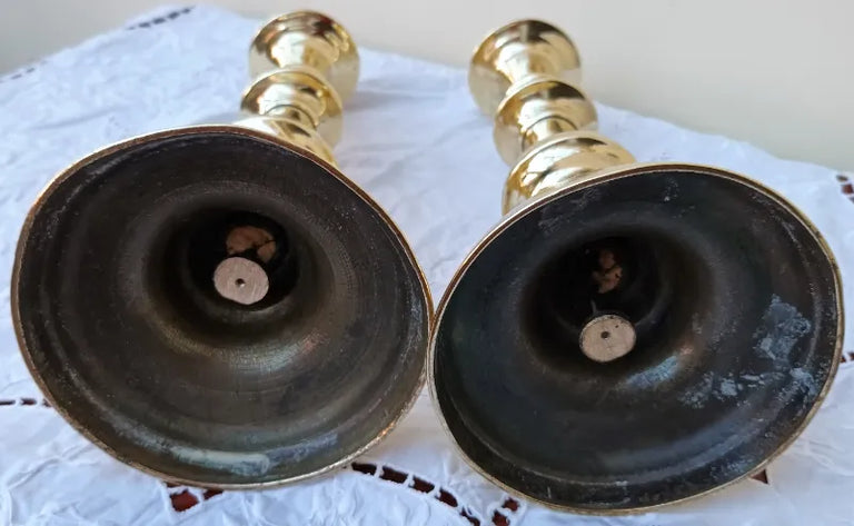 Pair of Antique Victorian Brass Candlesticks