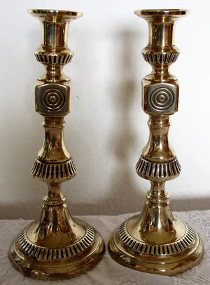 Pair of Antique English Victorian Brass Candlesticks