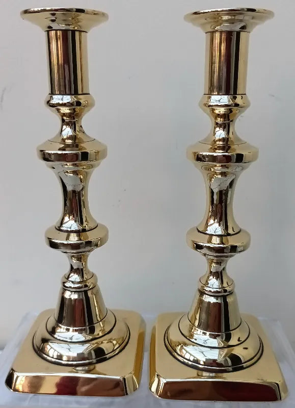 Pair of Antique English Victorian Brass Candlesticks