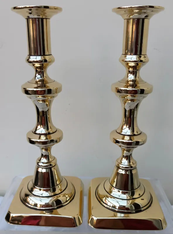 Pair of Antique English Victorian Brass Candlesticks