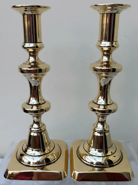 Pair of Antique English Victorian Brass Candlesticks
