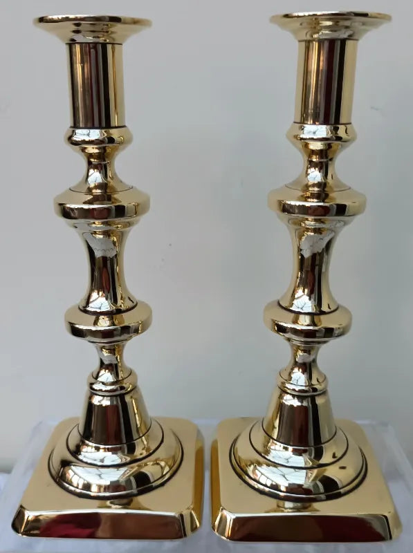 Pair of Antique English Victorian Brass Candlesticks