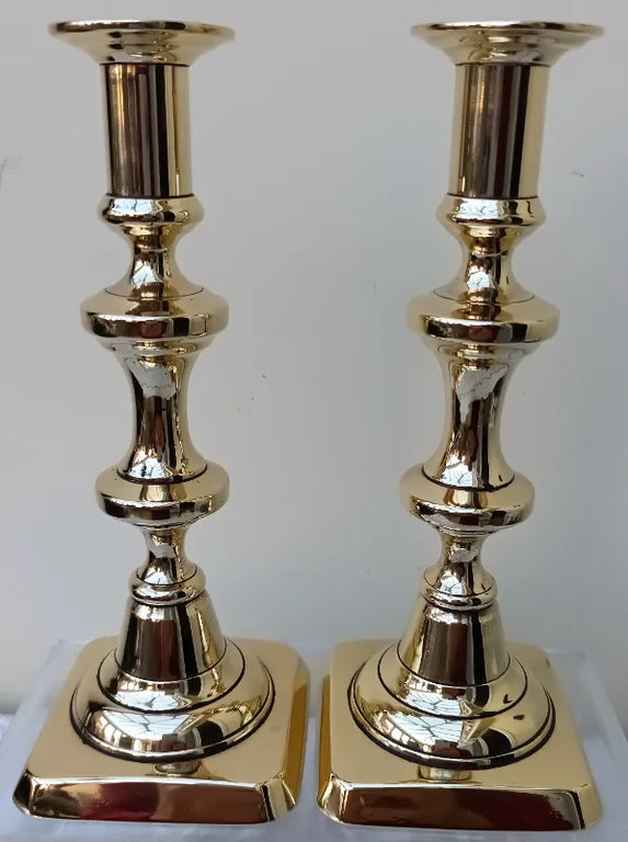 Pair of Antique English Victorian Brass Candlesticks