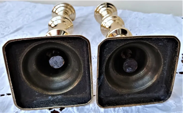 Pair of Antique English Victorian Brass Candlesticks