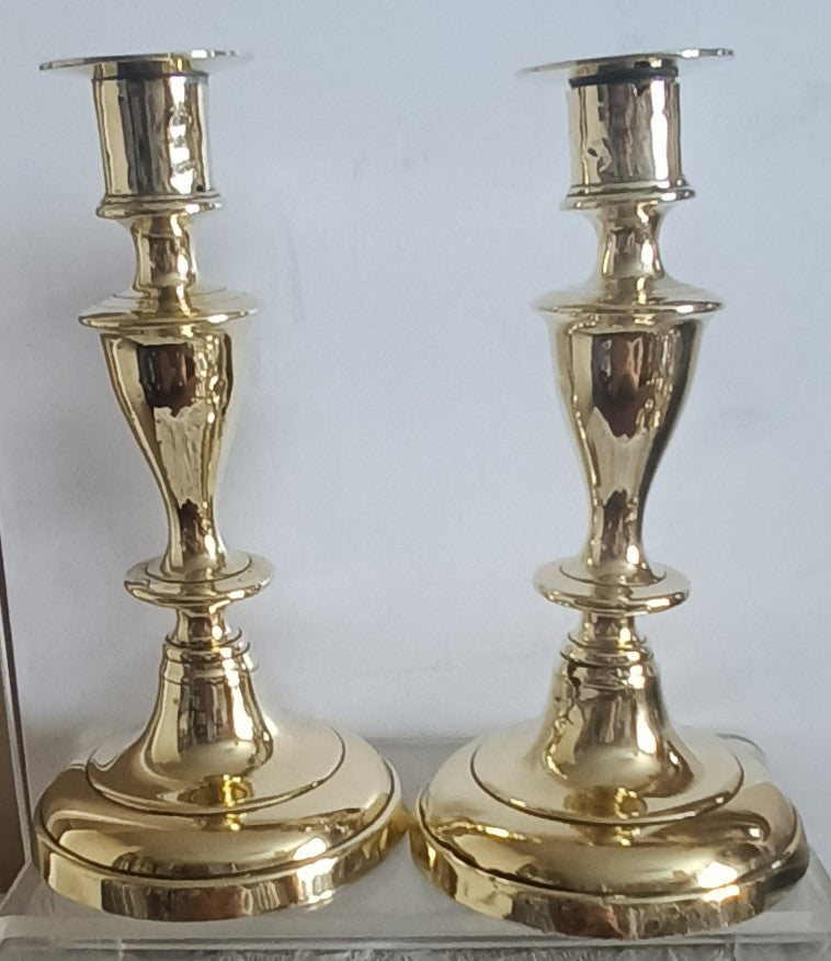 Pair Victorian Brass Candlesticks 9b