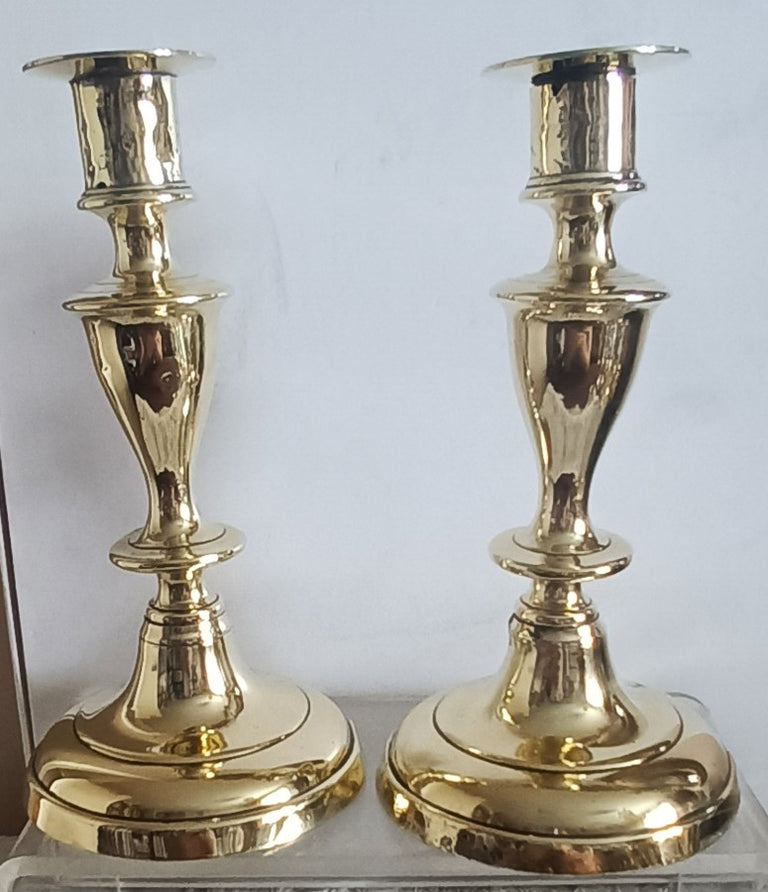 Pair of Antique English Victorian Brass Candlesticks