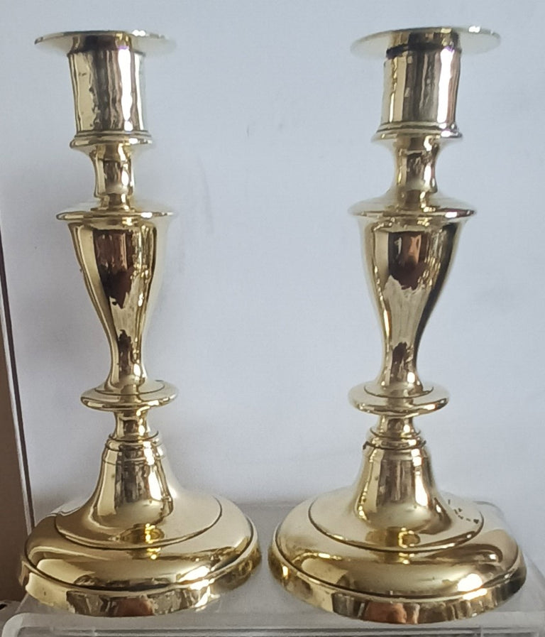 Pair of Antique English Victorian Brass Candlesticks