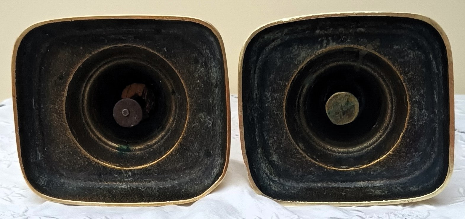 Pair of Antique English Victorian Brass Candlesticks