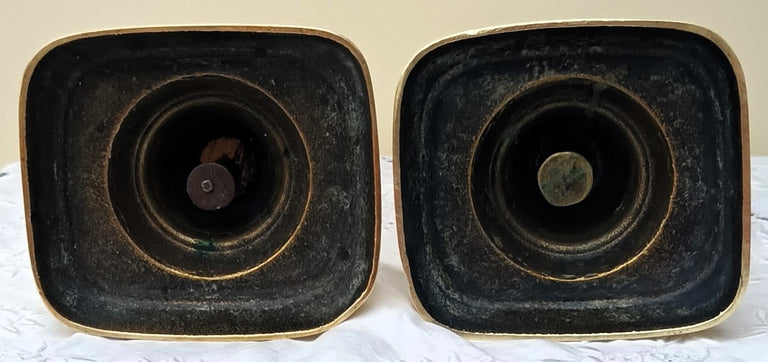 Pair of Antique English Victorian Brass Candlesticks