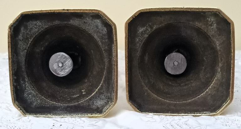Pair of Antique English Victorian Brass Candlesticks