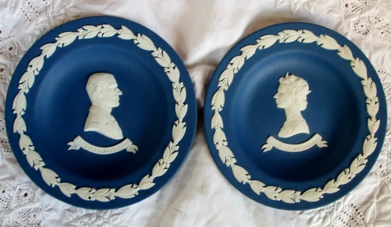 Pair of Wedgwood Jasper Ware Commemorative Dishes