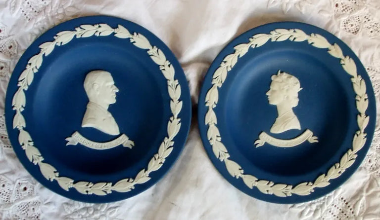 Pair of Wedgwood Jasper Ware Commemorative Dishes