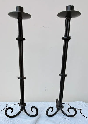 Pair of Antique "Pewter" "Arts & Crafts" Candlesticks