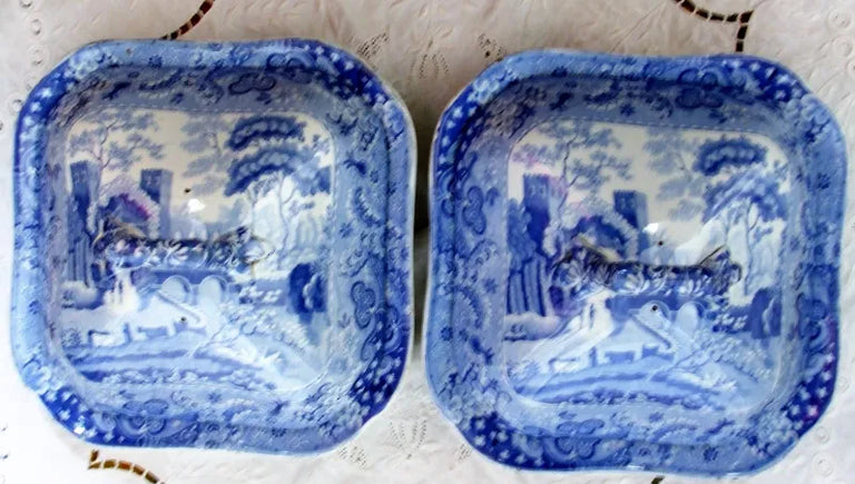 Antique Georgian Blue & White Transfer 
