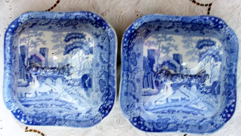 Antique English Georgian Blue and White Transfer 