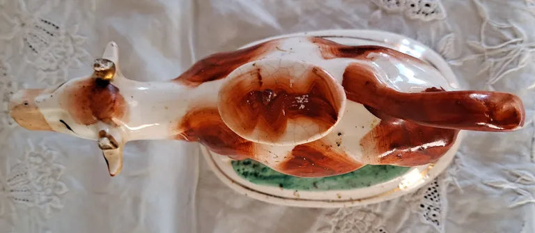 Pair of Antique Victorian Staffordshire Cow Creamers