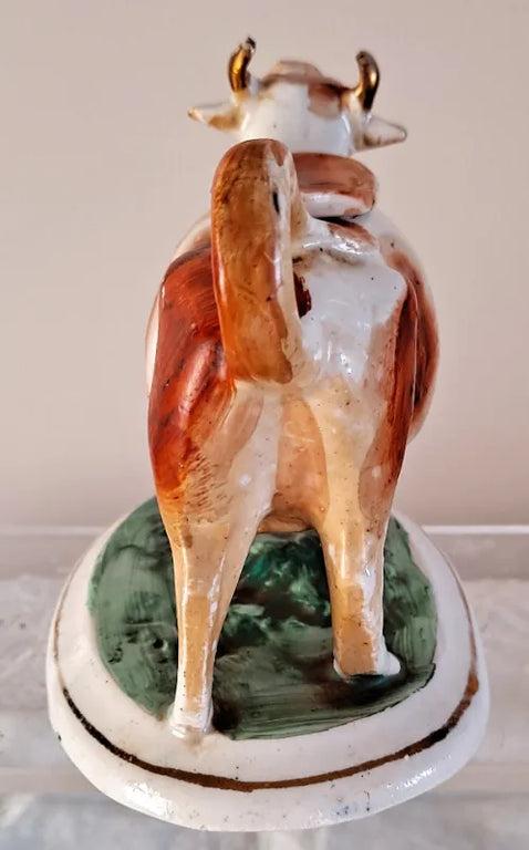 Pair of Antique Victorian Staffordshire Cow Creamers