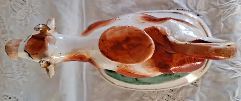 Pair of Antique Victorian Staffordshire Cow Creamers