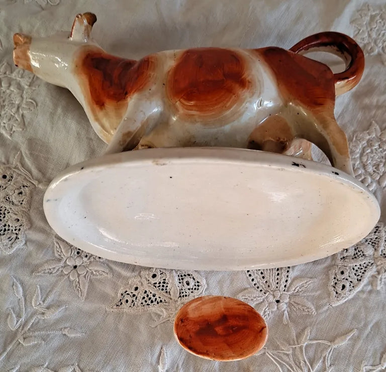 Pair of Antique Victorian Staffordshire Cow Creamers