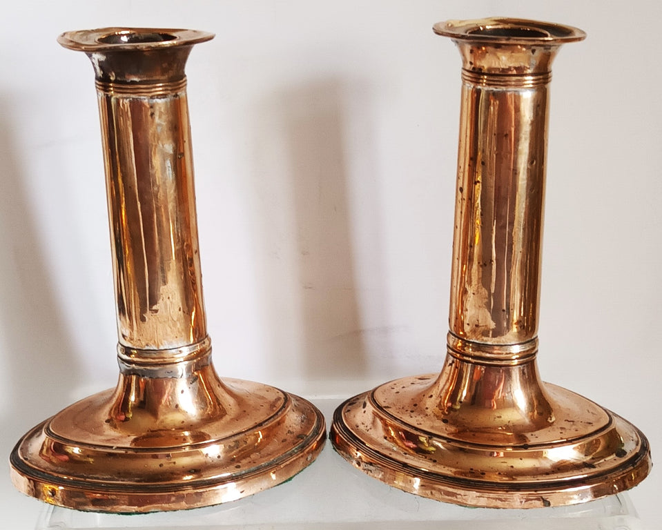 Pair of Georgian OSP - Copper Candlesticks 1a