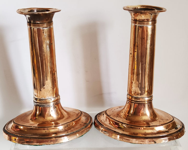 Pair of Georgian OSP - Copper Candlesticks 1a