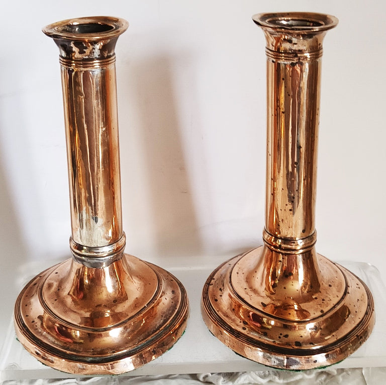 Pair of Georgian OSP - Copper Candlesticks 1d