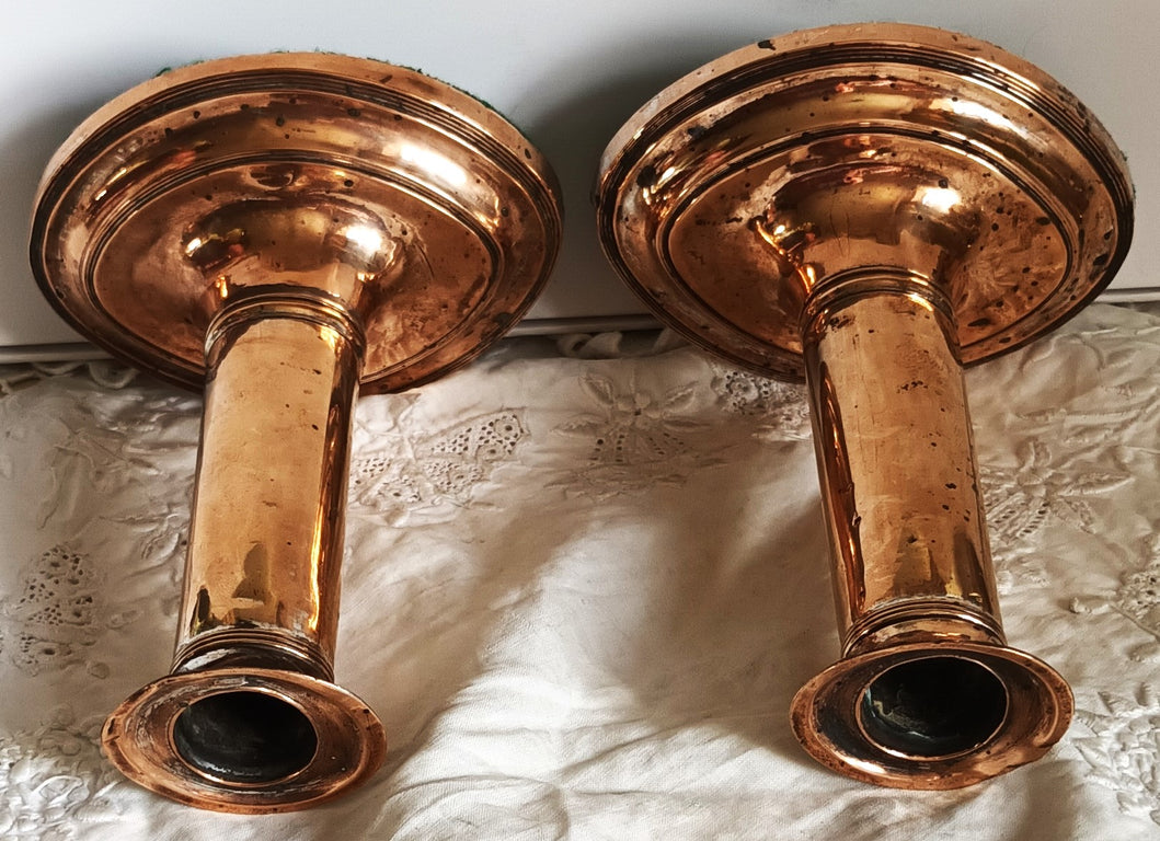 Pair of Georgian OSP - Copper Candlesticks 1e