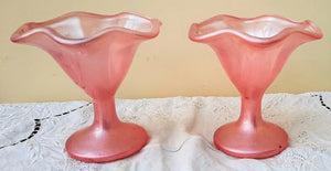 Pair of Vintage Italian Satin Glass Vases