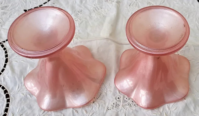 Pair of Vintage Italian Satin Glass Vases