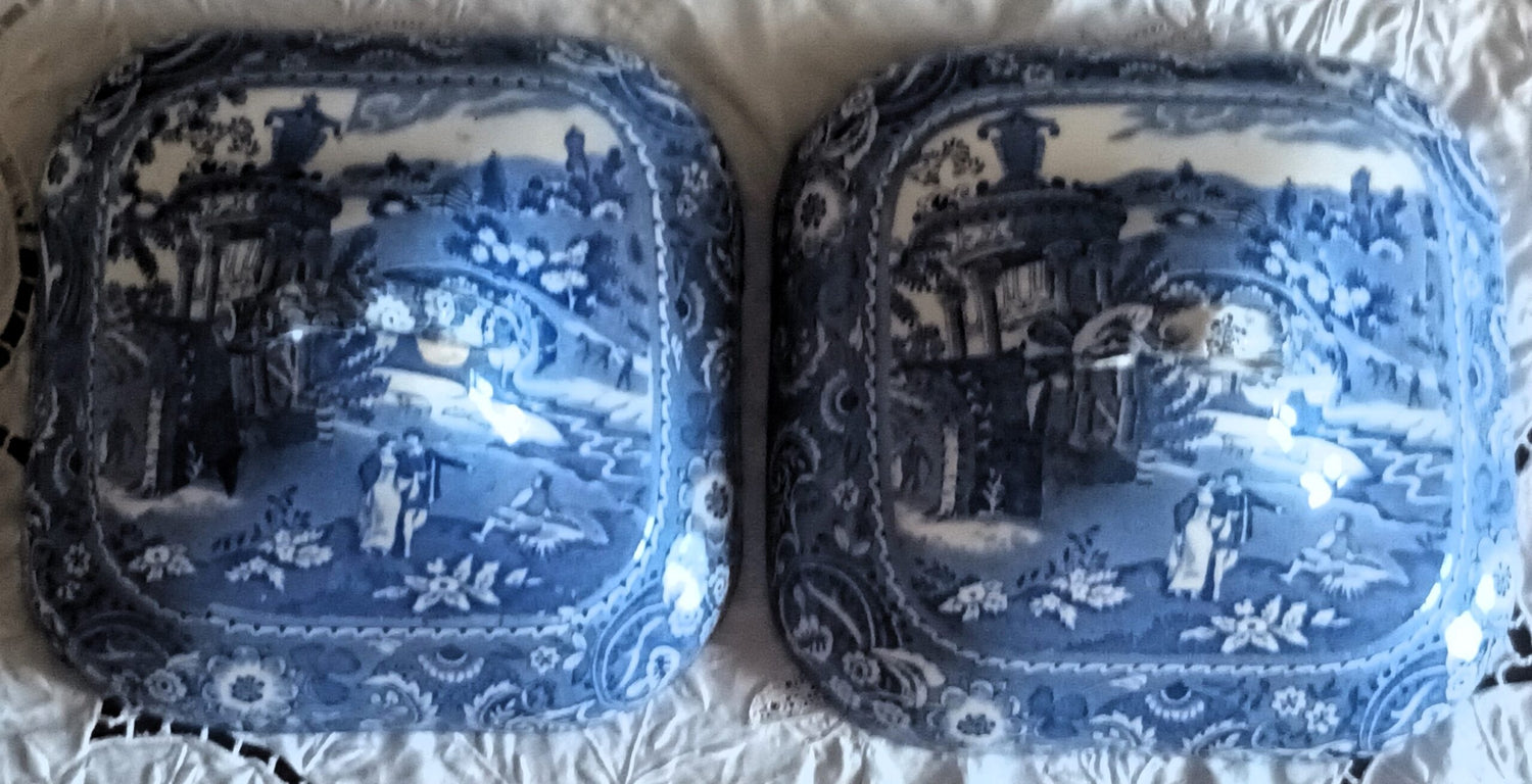 Pair of Unidentified Pattern Tureen Covers