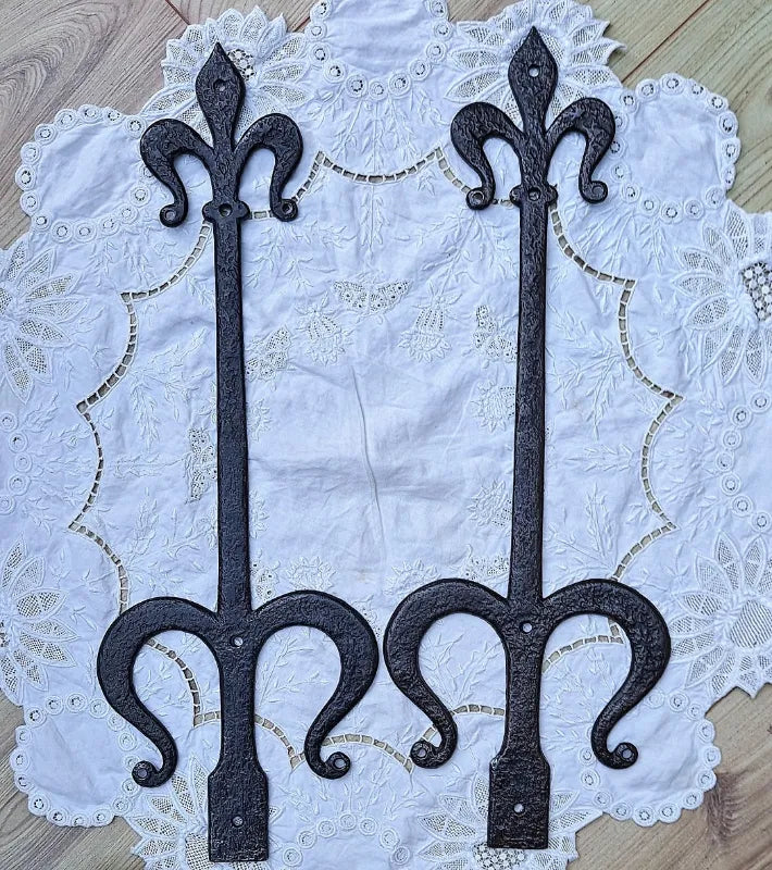 Pair of Antique English Victorian Wrought Iron Hinges