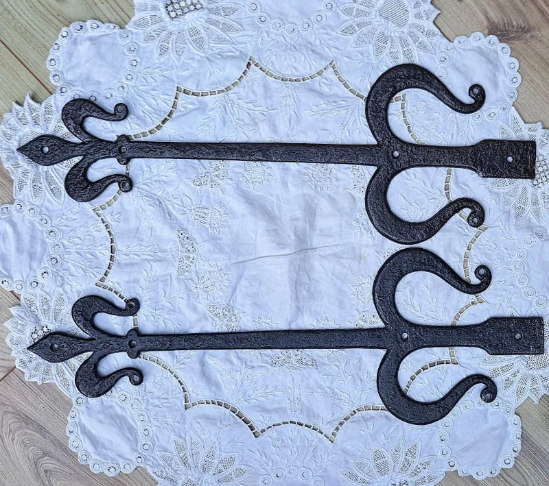 Pair of Antique English Victorian Wrought Iron Hinges